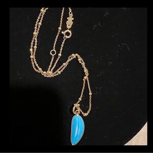 Tous Gold Necklace with Vibrant Blue Pendant